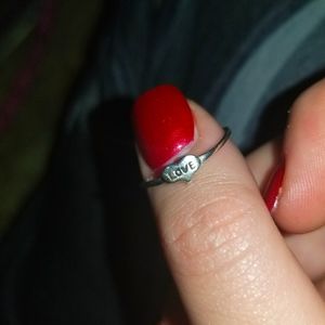 Sterling silver heart shaped LOVE ring